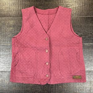Soon Nam Bang Button Silk Pink Peach Casual Vest Men's Size XL Vintage